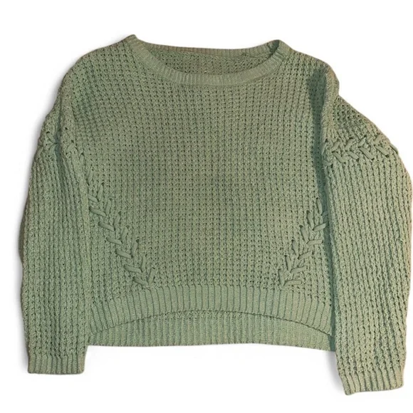 Sweaters | Green Crew Neck Chunky Knit Sweater | Poshmark